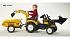 Трактор-экскаватор педальный с прицепом, желтый 219 см  - миниатюра №2